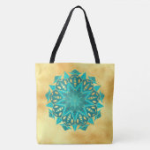 Ster Mandala Blauw Goud Tote Bag (Voorkant)