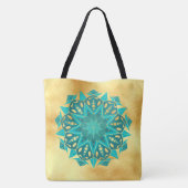 Ster Mandala Blauw Goud Tote Bag (Achterkant)