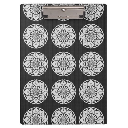 Ster Mandala breien zwart & wit Klembord (Voorkant)