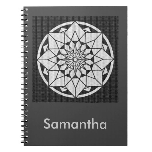 Ster Mandala breien zwart & wit Notitieboek (Voorkant)