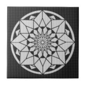 Ster Mandala breien zwart & wit Tegeltje (Voorkant)