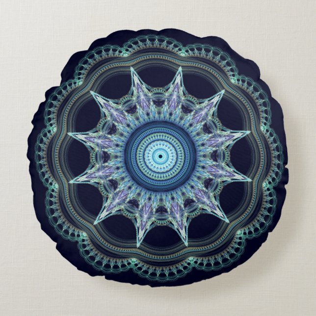 Ster mandala rond kussen (Voorkant)