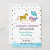 Ster mermaid unicorn party topics call kaart (Voorkant)
