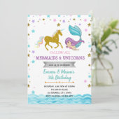 Ster mermaid unicorn party topics call kaart (Staand voorkant)