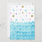 Ster mermaid unicorn party topics call kaart (Achterkant)