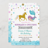 Ster mermaid unicorn party topics call kaart (Voorkant / Achterkant)