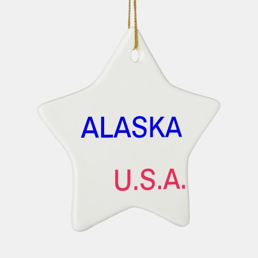 Ster met alaska en juneau erop. keramisch ornament (Rechts)