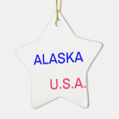 Ster met alaska en juneau erop. keramisch ornament (Links)