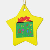 Ster met cadeautjes, speciaal voor kerstmis keramisch ornament (Links)