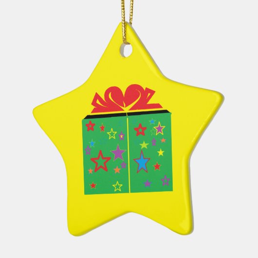 Ster met cadeautjes, speciaal voor kerstmis keramisch ornament (Links)
