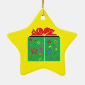 Ster met cadeautjes, speciaal voor kerstmis keramisch ornament (Achterkant)