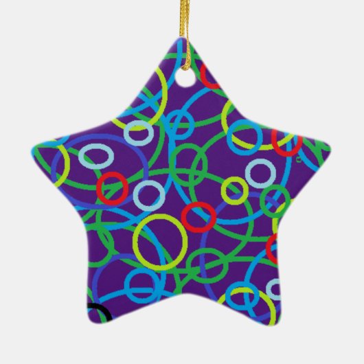 Ster met cirkels voor persoonlijk kerstfeest keramisch ornament (Achterkant)