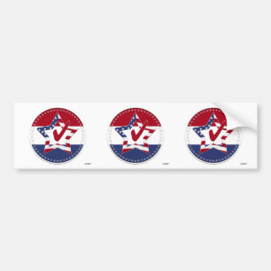 Ster met VS-vlag, Rode Vink & 50 sterren - rond Bumpersticker