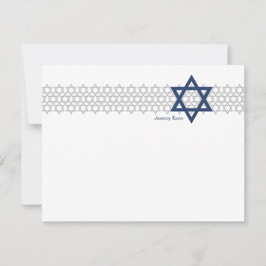 Ster Mitzvah Blue Hartelijk dank Bedankkaart (Achterkant)