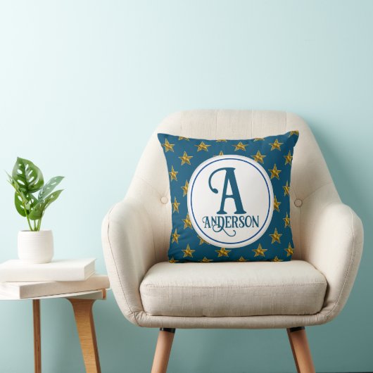 Ster Monogram Huis Decor Familie Naam Nautilus Kussen (Stoel)