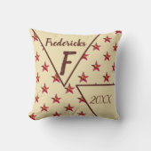 Ster Monogram Initiaal Rood Bruin Huis Decoratie Kussen (Voorkant)