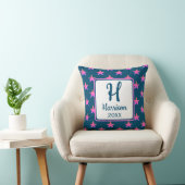 Ster Monogram Initiaal Roze Blauw Kleurrijk Kussen (Stoel)