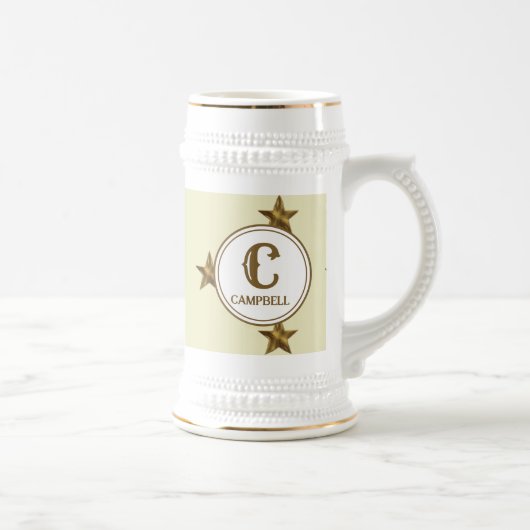 Ster Monogram Initiaal Westerse Achternaam Bierpul (Rechts)