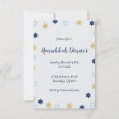 Ster of David | Blauw en goud Chanoeka diner Kaart (Voorkant)