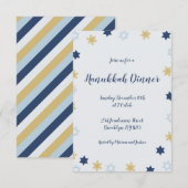 Ster of David | Blauw en goud Chanoeka diner Kaart (Voorkant / Achterkant)