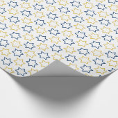 Ster of David | Blauw geel patroon Cadeaupapier (Hoek)