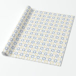 Ster of David | Blauw geel patroon Cadeaupapier<br><div class="desc">Joodse Feestdagen Ster van David Gift Wrapping Paper. Overeenkomende kaarten,  postzegels en andere beschikbare producten</div>