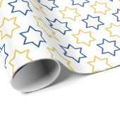 Ster of David | Blauw geel patroon Cadeaupapier (Rol Hoek)