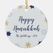 Ster of David | Cute Hanukkah Blue en Gold Keramisch Ornament (Voorkant)