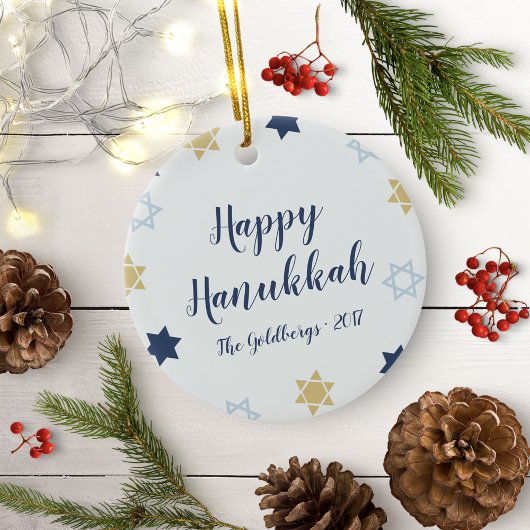 Ster of David | Cute Hanukkah Blue en Gold Keramisch Ornament
