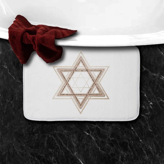 Ster of David | Elegant Goud en Wit Modern Badmat