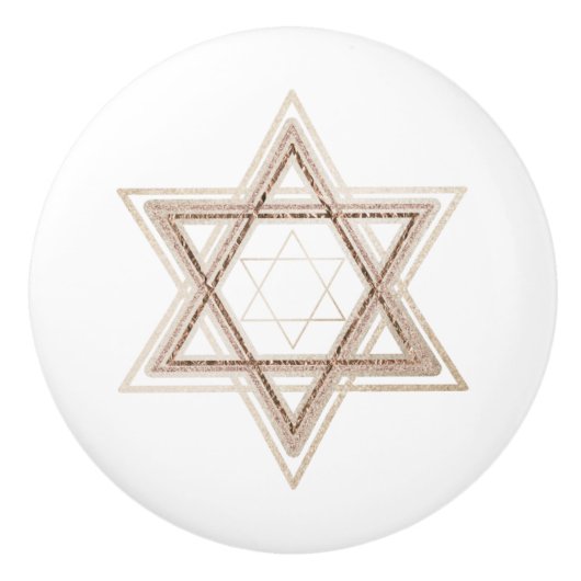 Ster of David | Elegant Goud en Wit Modern Keramische Knop (Voorkant)