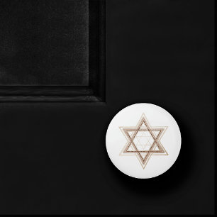 Ster of David Elegant Goud en Wit Modern Keramische Knop