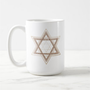 Ster of David   Elegant Goud en Wit Modern Koffiemok