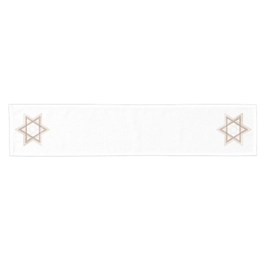 Ster of David | Elegant Goud en Wit Modern Korte Tafelloper (Horizontaal)