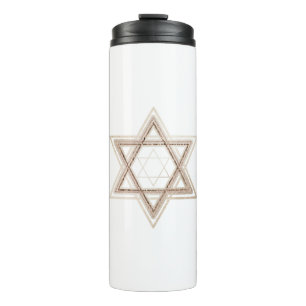 Ster of David Elegant Goud en Wit Modern Thermosbeker