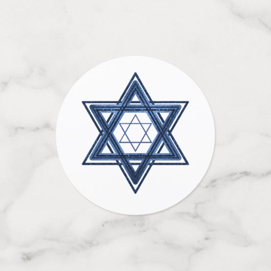 Ster of David | Klassiek Blauw Modern Minimalist Confetti (Kleine voorkant)