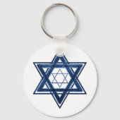 Ster of David | Klassiek Blauw Modern Minimalist Sleutelhanger (Voorkant)