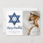 Ster of David | Klassieke Blauwe Moderne Chanoeka Feestdagenkaart (Voorkant)