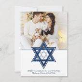 Ster of David | Klassieke Blauwe Moderne Chanoeka Feestdagenkaart (Voorkant)