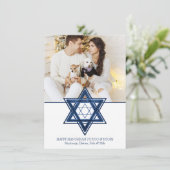 Ster of David | Klassieke Blauwe Moderne Chanoeka Feestdagenkaart (Staand voorkant)