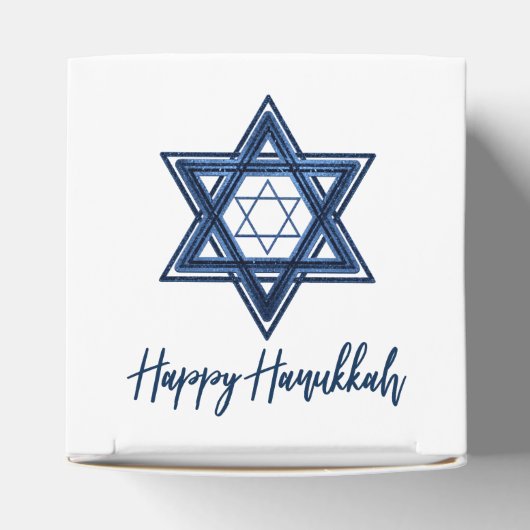 Ster of David | Klassieke Blauwe Moderne Gelukkige Bedankdoosjes (Bovenkant)