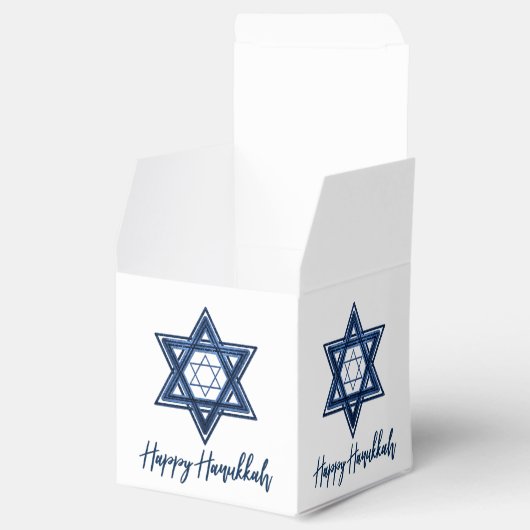 Ster of David | Klassieke Blauwe Moderne Gelukkige Bedankdoosjes (Geopend)