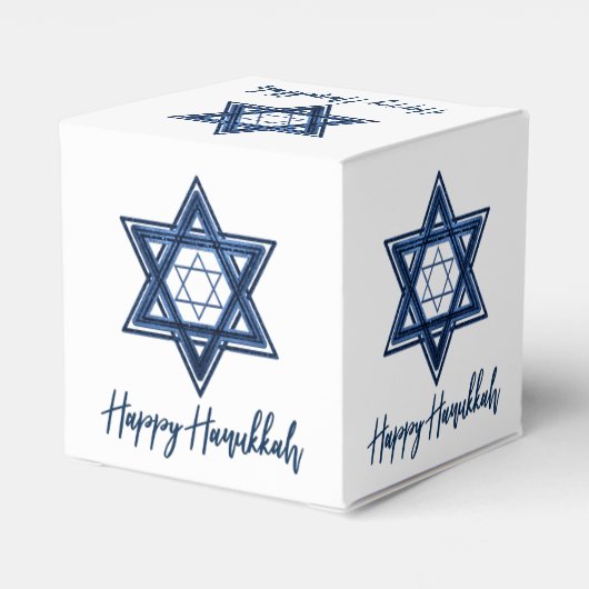 Ster of David | Klassieke Blauwe Moderne Gelukkige Bedankdoosjes (Achterkant)