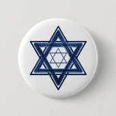 Ster of David | Klassieke Blauwe Moderne Gelukkige Ronde Button 5,7 Cm (Voorkant)