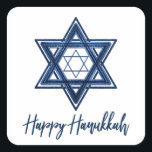 Ster of David | Klassieke Blauwe Moderne Gelukkige Vierkante Sticker<br><div class="desc">Minimale klassieke blauwe Bar/Bat Mitswa en Hanukkah moderne Davidster tegen een witte achtergrond creëer een elegant,  verfijnd ontwerp. Voor andere coördinerende kleuren of bijpassende producten,  bezoek JustFharryn @ Zazzle.com. Alle rechten voorbehouden. #zazzlemade</div>