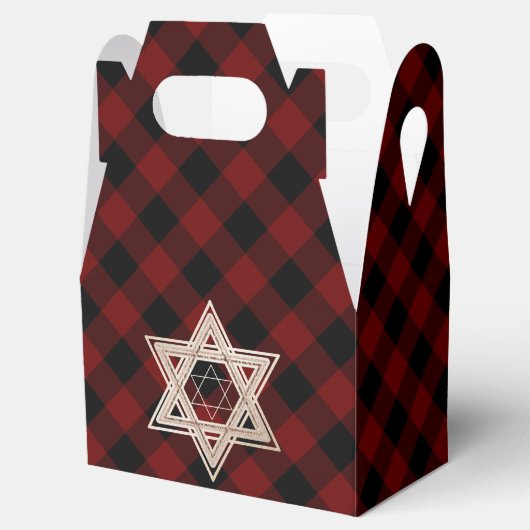 Ster of David | Rustieke Buffalo Rood en Zwart Pla Bedankdoosjes (Geopend)