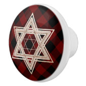 Ster of David | Rustieke Buffalo Rood en Zwart Pla Keramische Knop (Rechts)