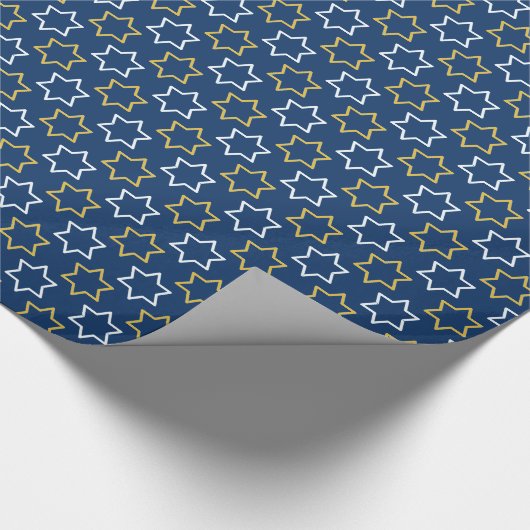 Ster of David | wit geel patroon Cadeaupapier (Hoek)