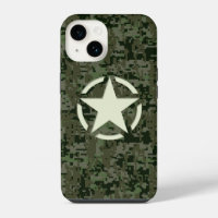 Ster op diep hout camouflage achtergrond