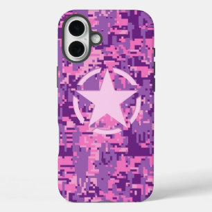 Ster op Girly Hot Pink Camo iPhone 16 Plus Hoesje